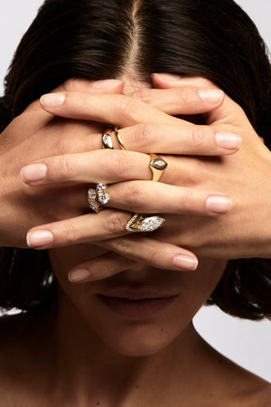 Marquise Diamond Signet Ring | Yellow Gold | Natasha Schweitzer