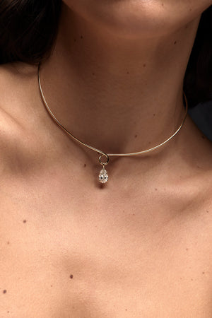 Omega Loop Necklace with Diamond | 18K Yellow Gold | Natasha Schweitzer