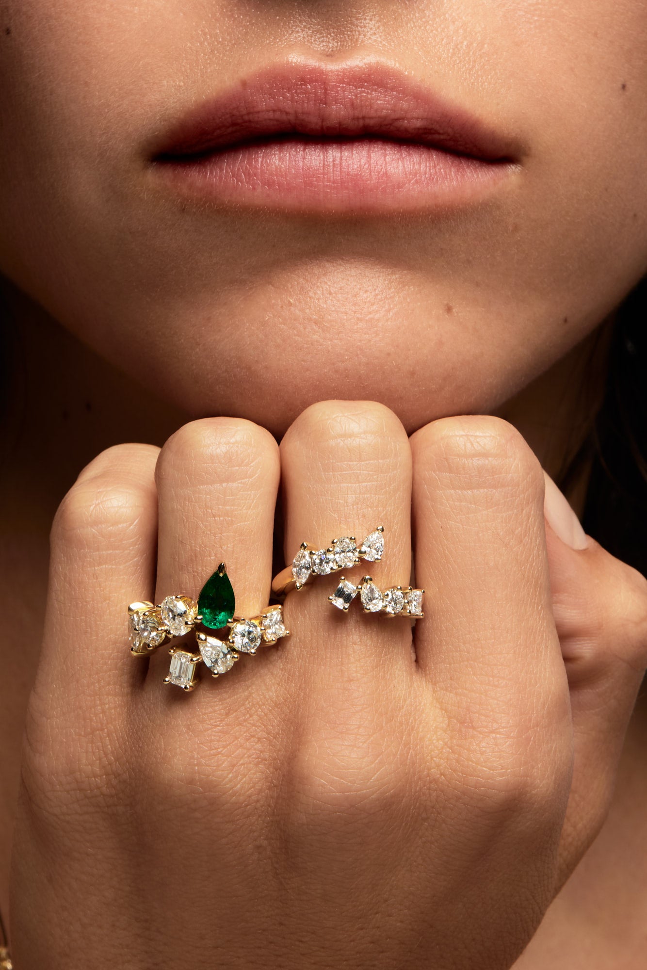 Pear Emerald and Diamond Wrap Ring | 18K White Gold| Natasha Schweitzer