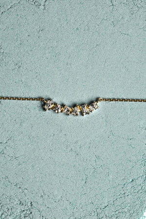 Scattered Diamond Curved Bar Necklace | 18K Yellow Gold | Natasha Schweitzer