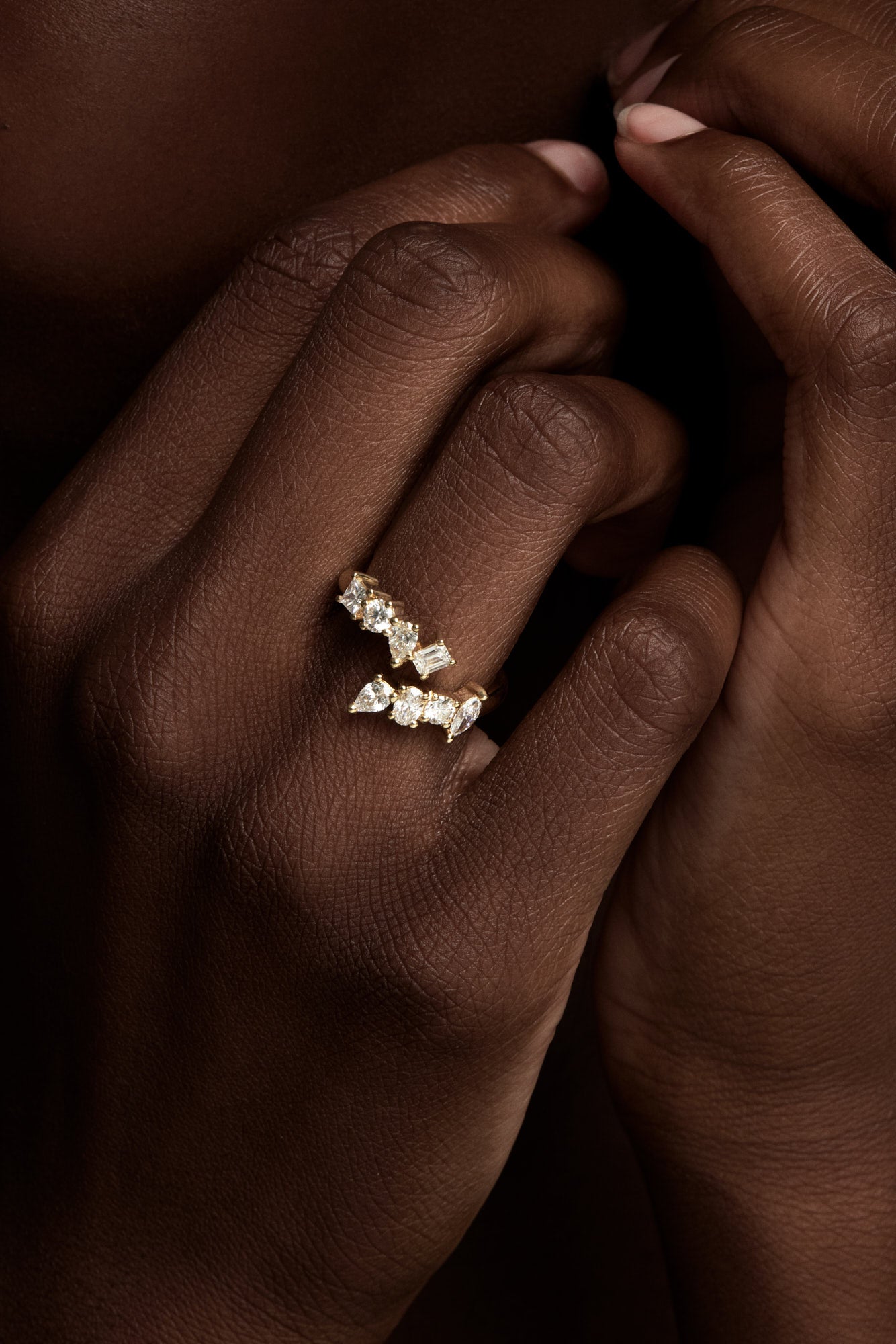 Mini Scattered Diamond Wrap Ring | 18K White Gold| Natasha Schweitzer