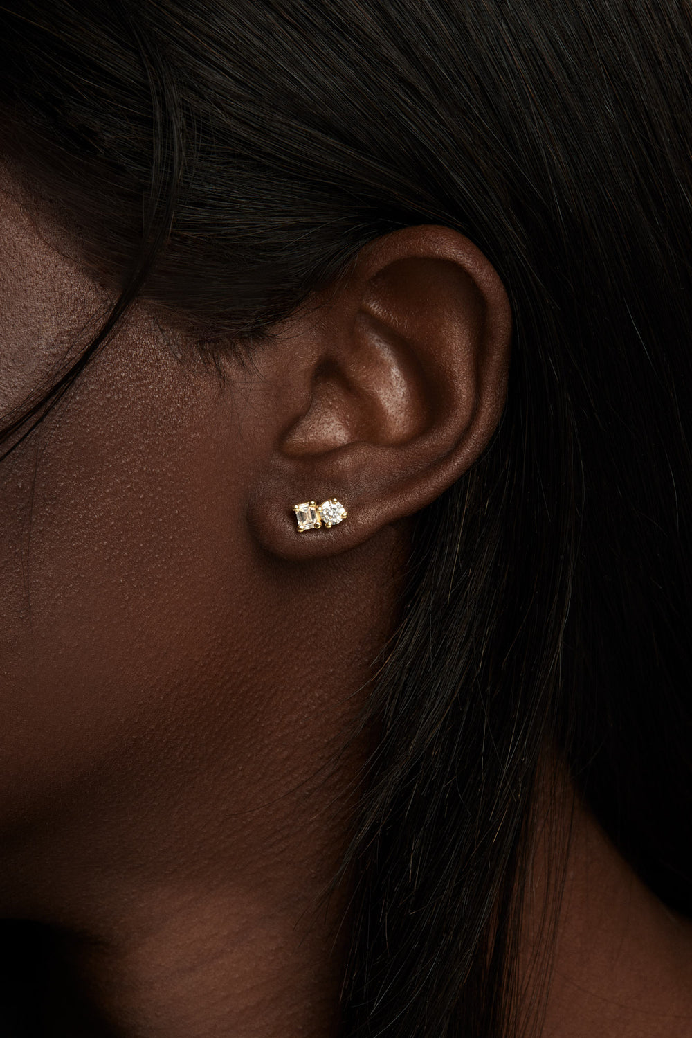 Toi et Moi Earring | 18K Yellow Gold| Natasha Schweitzer