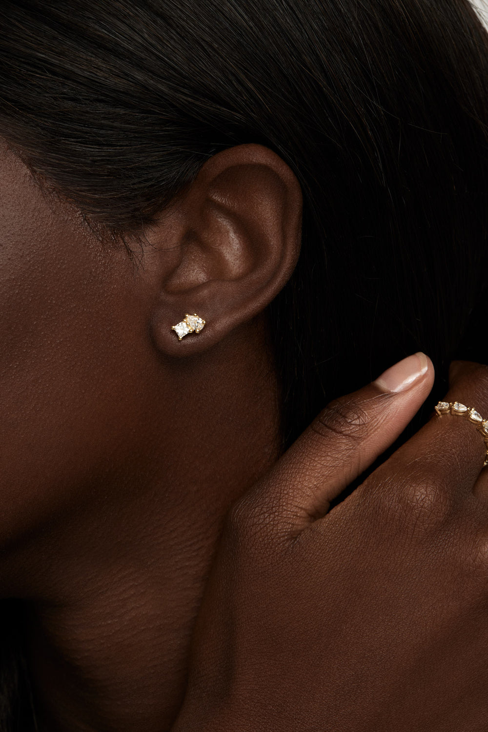 Toi et Moi Earring | 18K Yellow Gold, more diamond options available| Natasha Schweitzer