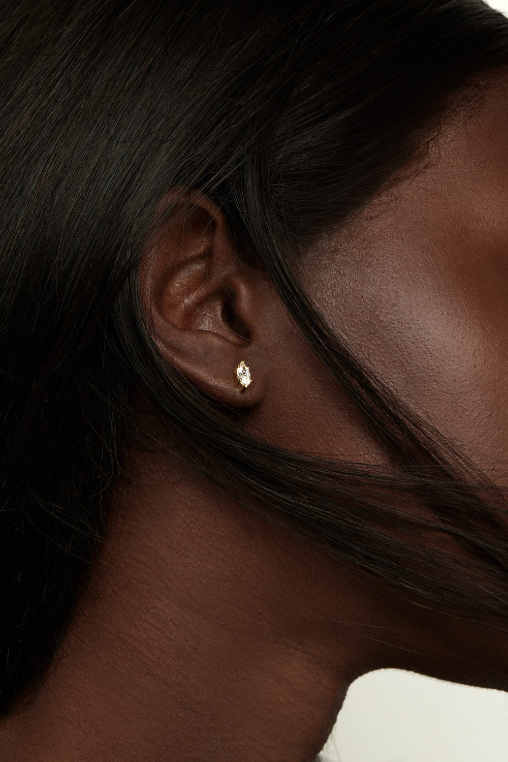 Marquise Diamond Stud Earrings | 18K White Gold