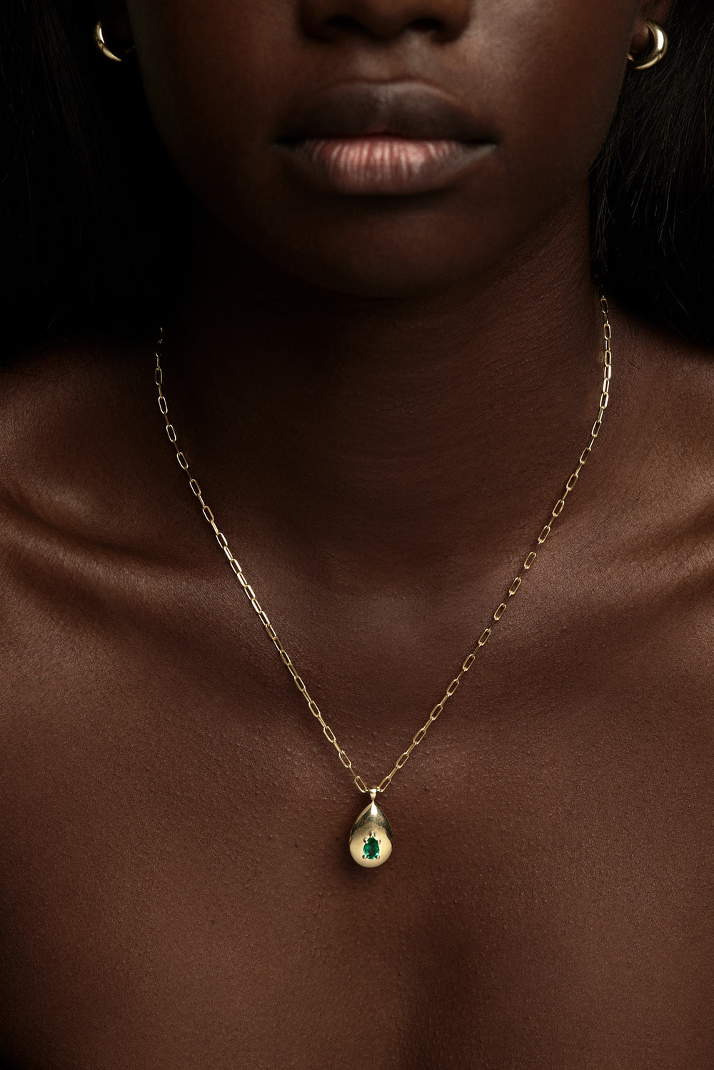 Poire Emerald Necklace | 18K White Gold