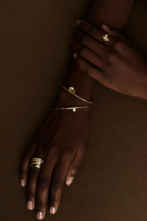 Jolie Cuff with Floating Pear Lemon Quartz | 9K Yellow Gold | Natasha Schweitzer