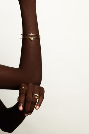 Jolie Cuff with Floating Diamond | 9K Yellow Gold | Natasha Schweitzer