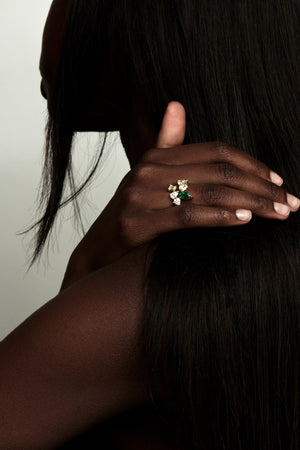 Pear Emerald and Diamond Wrap Ring | 18K Yellow Gold | Natasha Schweitzer