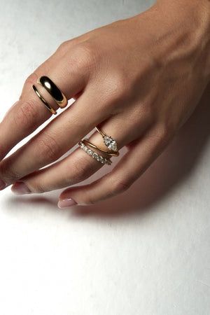 Double Band Sabine Ring | 9K Yellow Gold, Diamond Option Available | Natasha Schweitzer