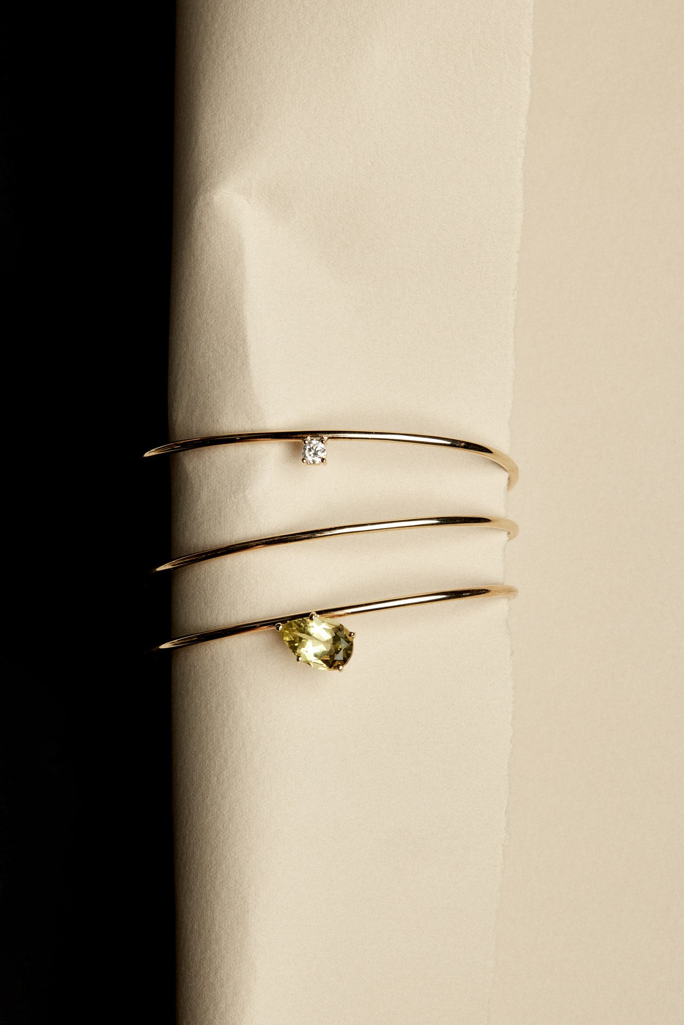 Jolie Cuff with Floating Diamond | 9K Yellow Gold| Natasha Schweitzer