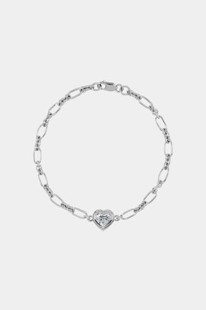 Roma Heart Diamond Bracelet | 18K White Gold | Natasha Schweitzer