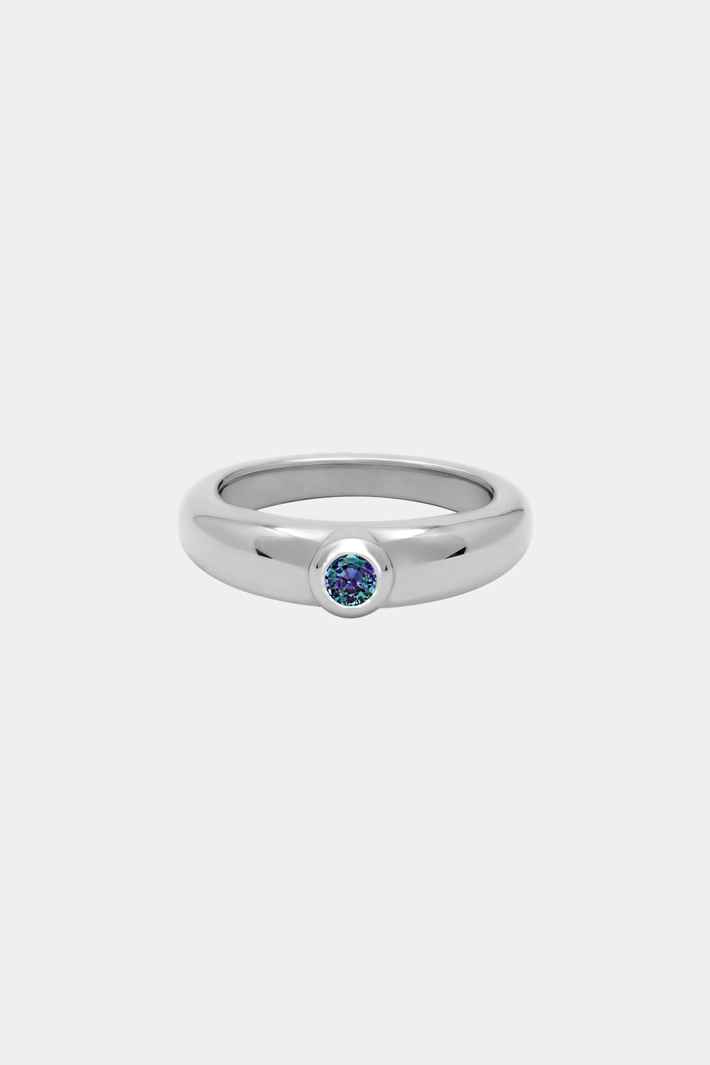 Roma Round Birthstone Ring | 9K White Gold