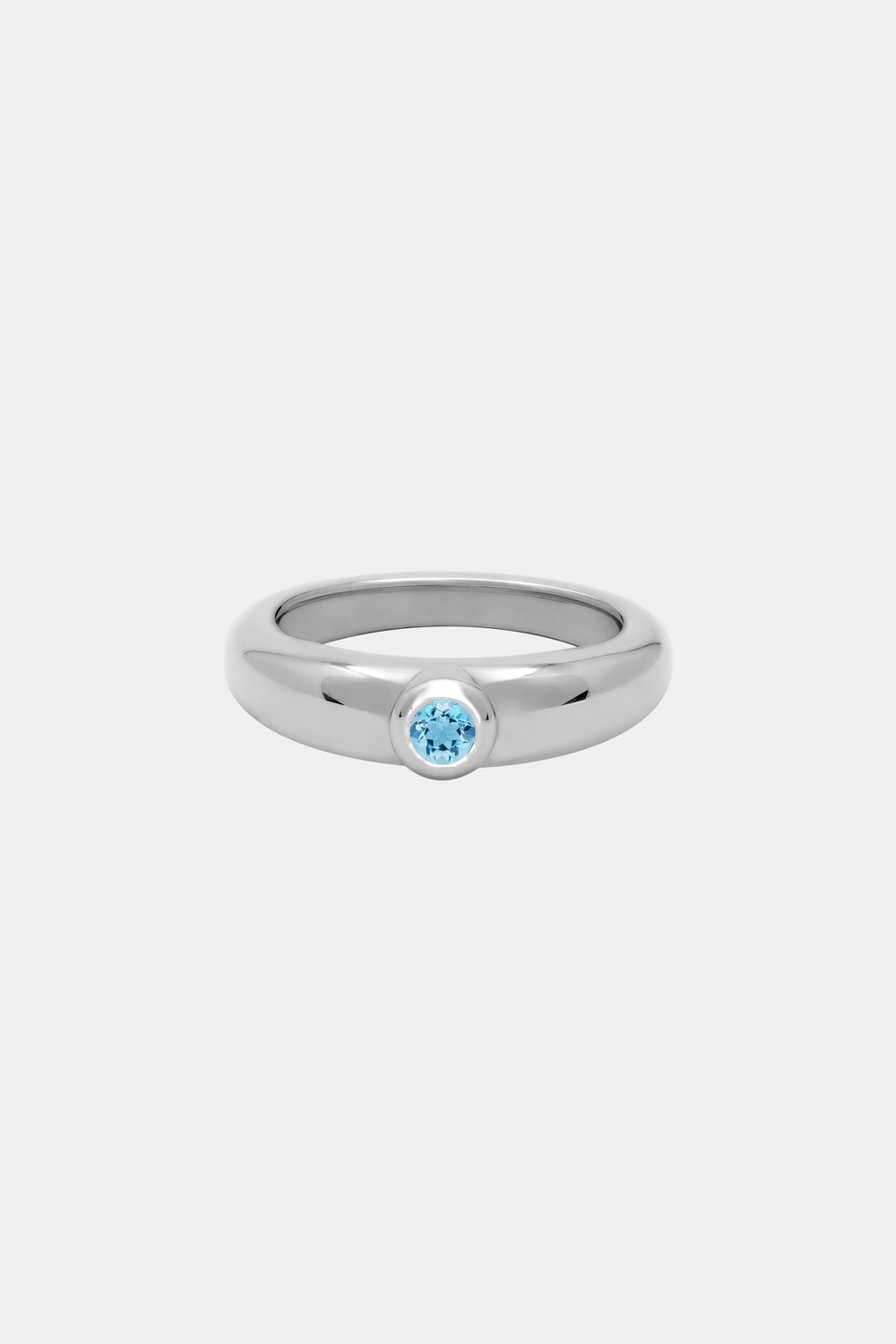 Roma Round Birthstone Ring | 9K White Gold