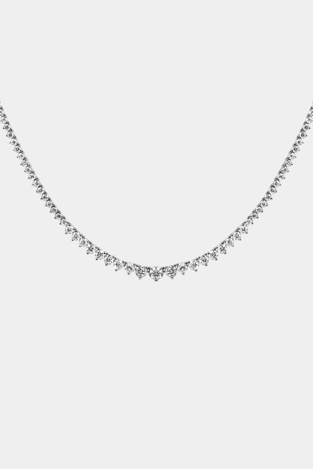 3 Claw Graduating Tennis Necklace | 18K White Gold