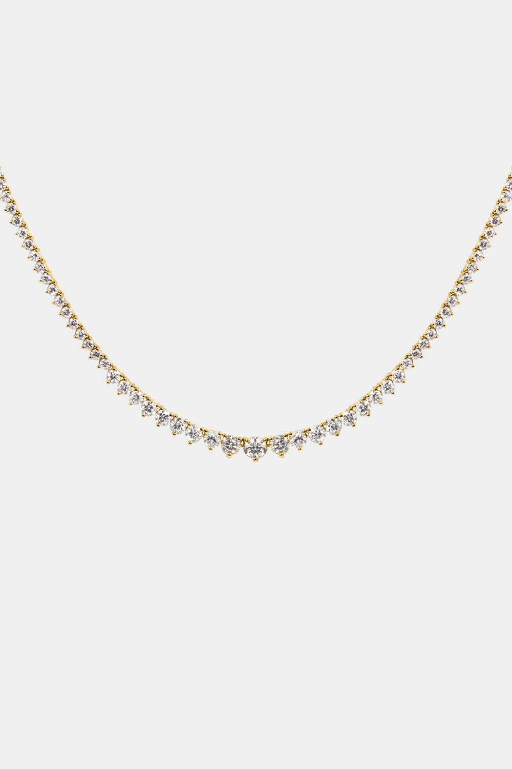3 Claw Graduating Tennis Necklace | 18K Yellow Gold