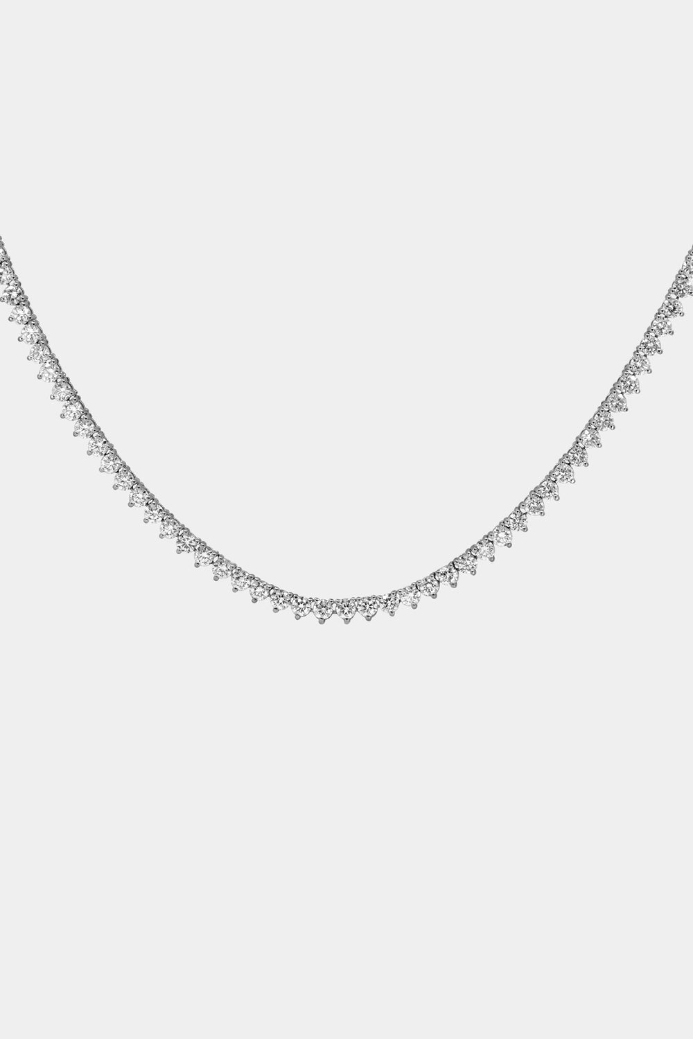 3 Claw Tennis Necklace | 18K White Gold