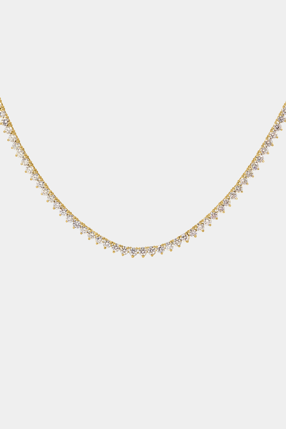 3 Claw Tennis Necklace | 18K Yellow Gold