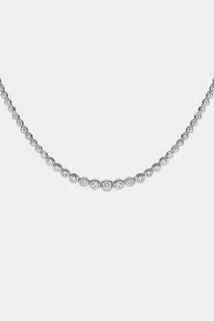Graduating Round Bezel Diamond Tennis Necklace | 18K White Gold | Natasha Schweitzer