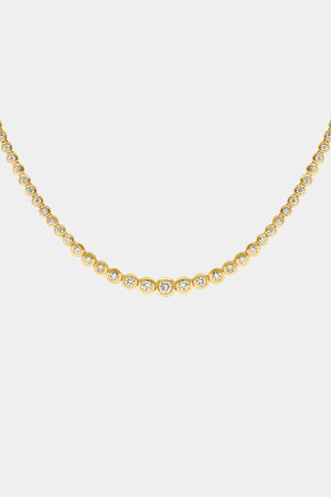 Graduating Round Bezel Diamond Tennis Necklace | 18K Yellow Gold | Natasha Schweitzer
