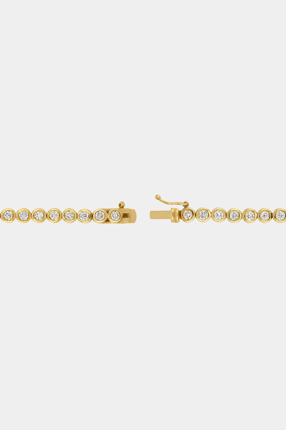 Graduating Round Bezel Diamond Tennis Necklace | 18K Yellow Gold| Natasha Schweitzer