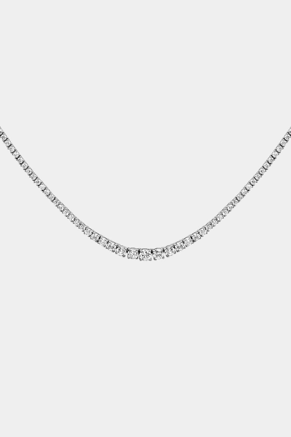 Small Graduating Tennis Necklace | 18K White Gold