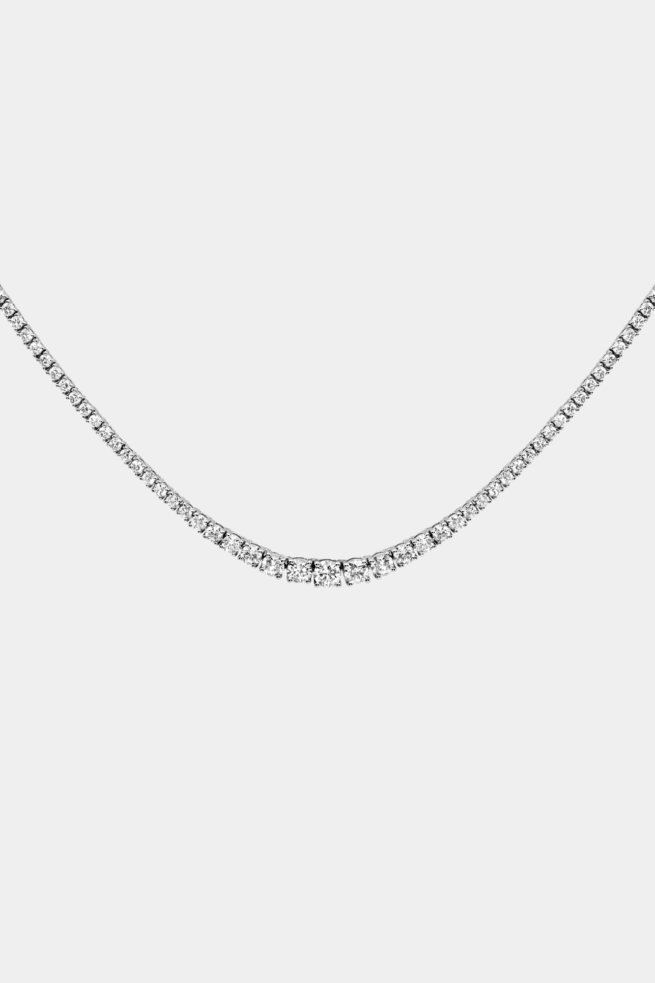 Small Graduating Tennis Necklace | TCW 5.50ct, 18K White Gold| Natasha Schweitzer