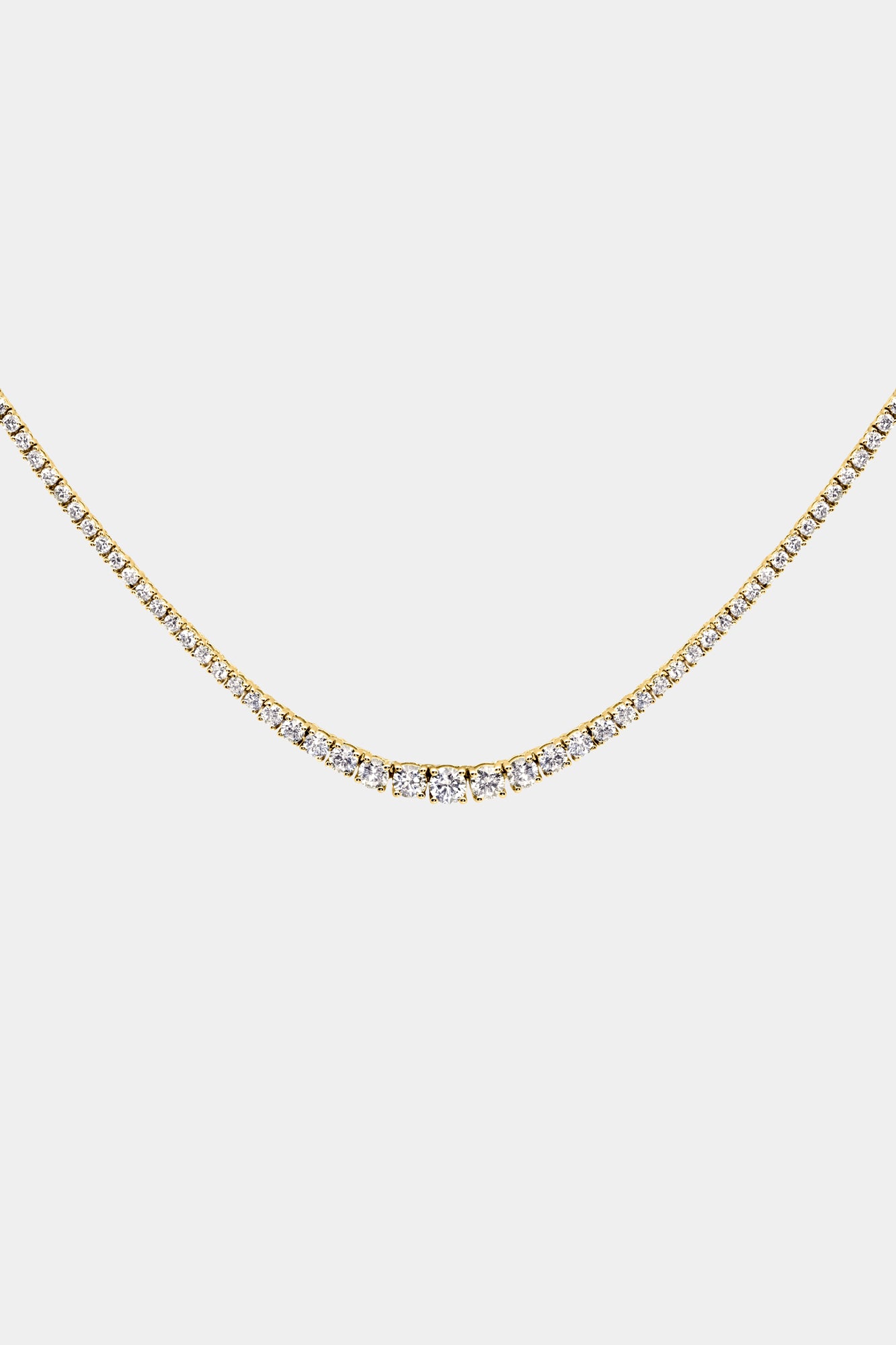 Small Graduating Tennis Necklace | TCW 5.50ct, 18K Yellow Gold| Natasha Schweitzer