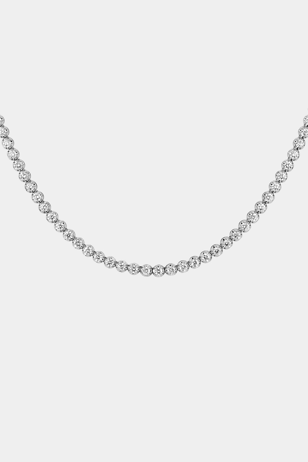 Crown Set Diamond Tennis Necklace | 18K White Gold
