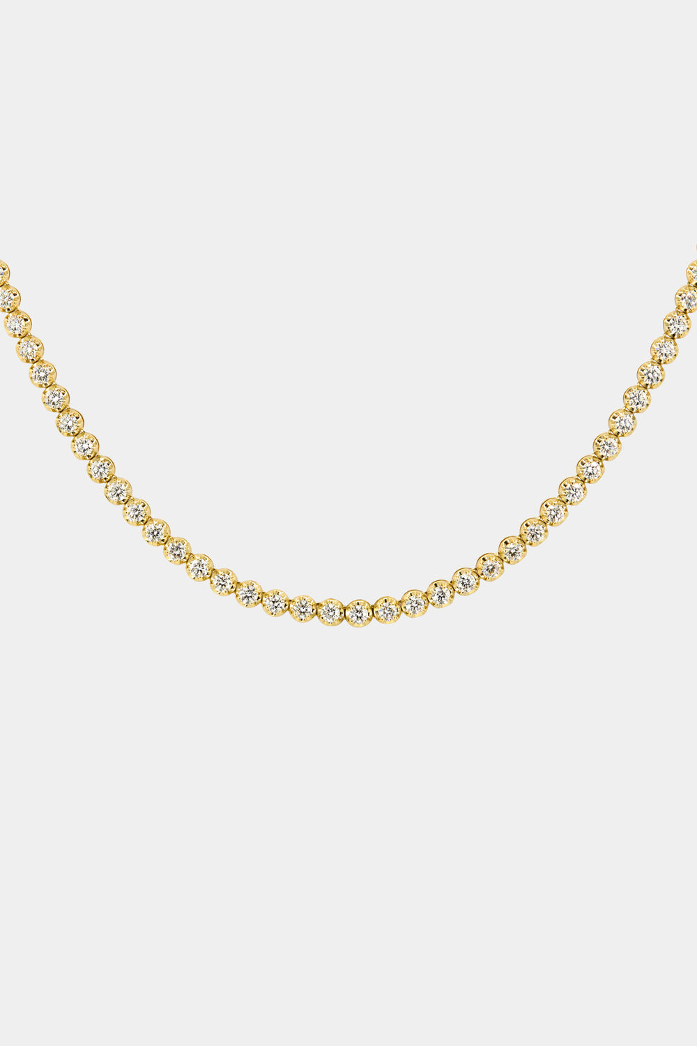 Crown Set Diamond Tennis Necklace | 18K Yellow Gold