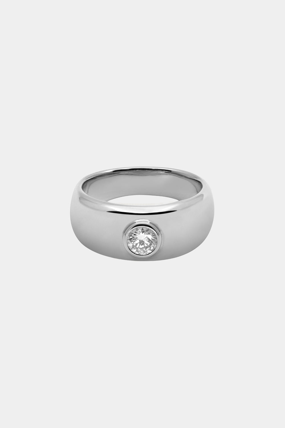 Round Diamond Bezel Blob Ring | 18K White Gold| Natasha Schweitzer