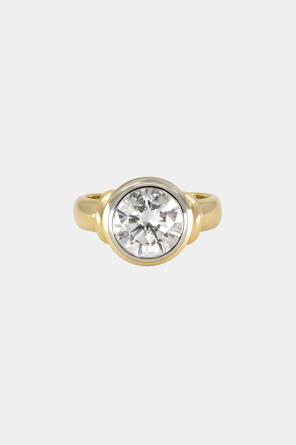 Round Diamond Double Frame Ring | 18K Yellow Gold