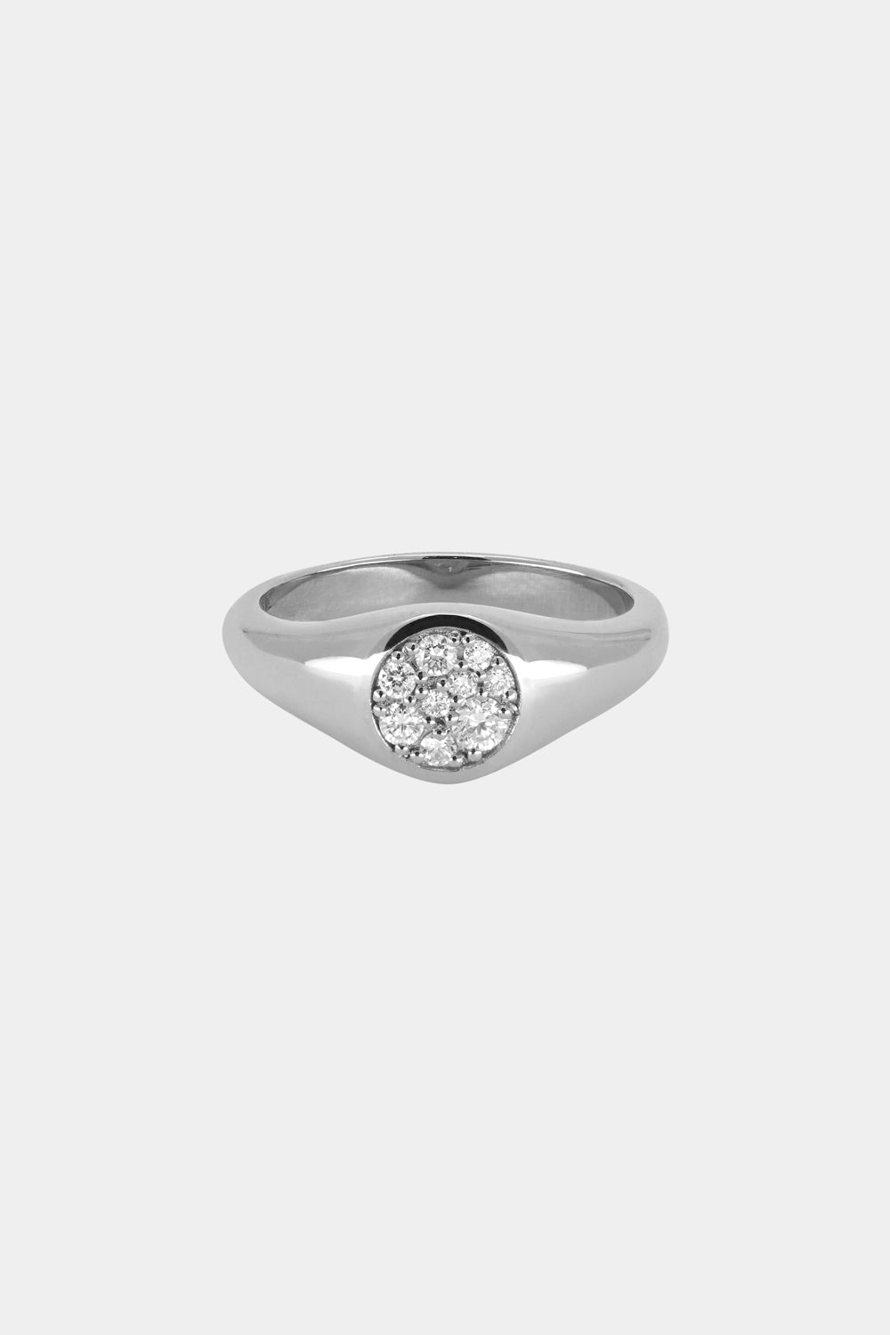Round Pavé Diamond Signet Ring | 18K White Gold| Natasha Schweitzer