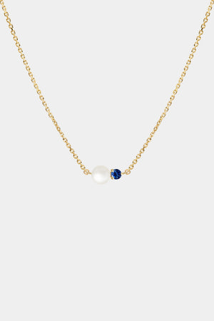 Sapphire Pearl Duo Necklace | 9K Yellow Gold | Natasha Schweitzer