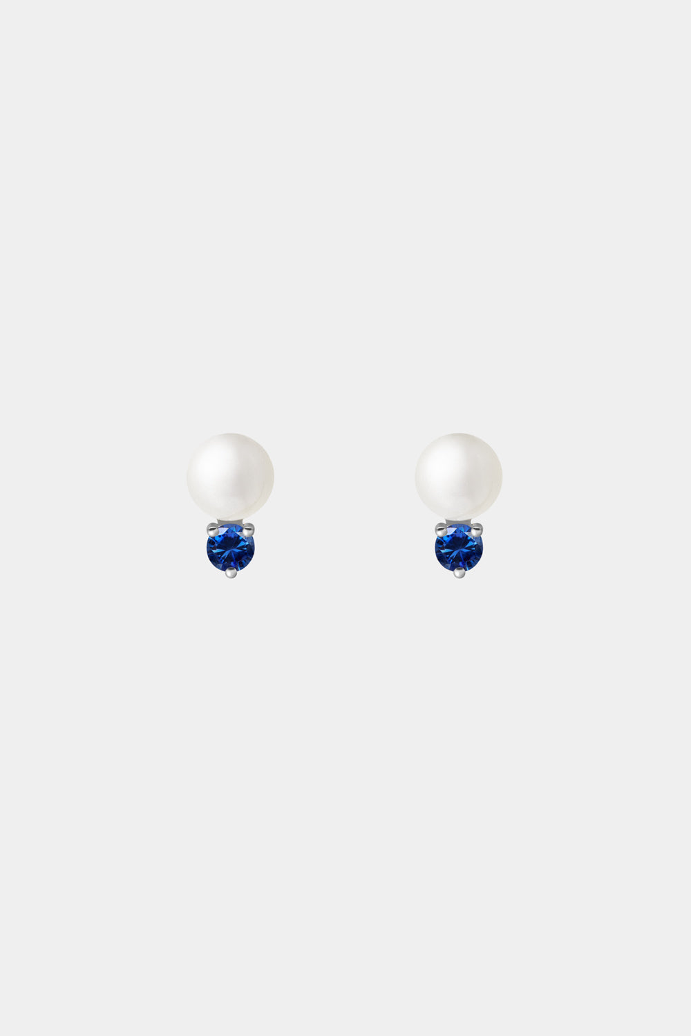 Sapphire Pearl Duo Earrings | 9K White Gold