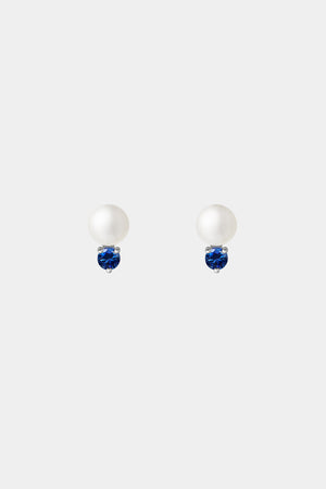 Sapphire Pearl Duo Earrings | 9K White Gold | Natasha Schweitzer