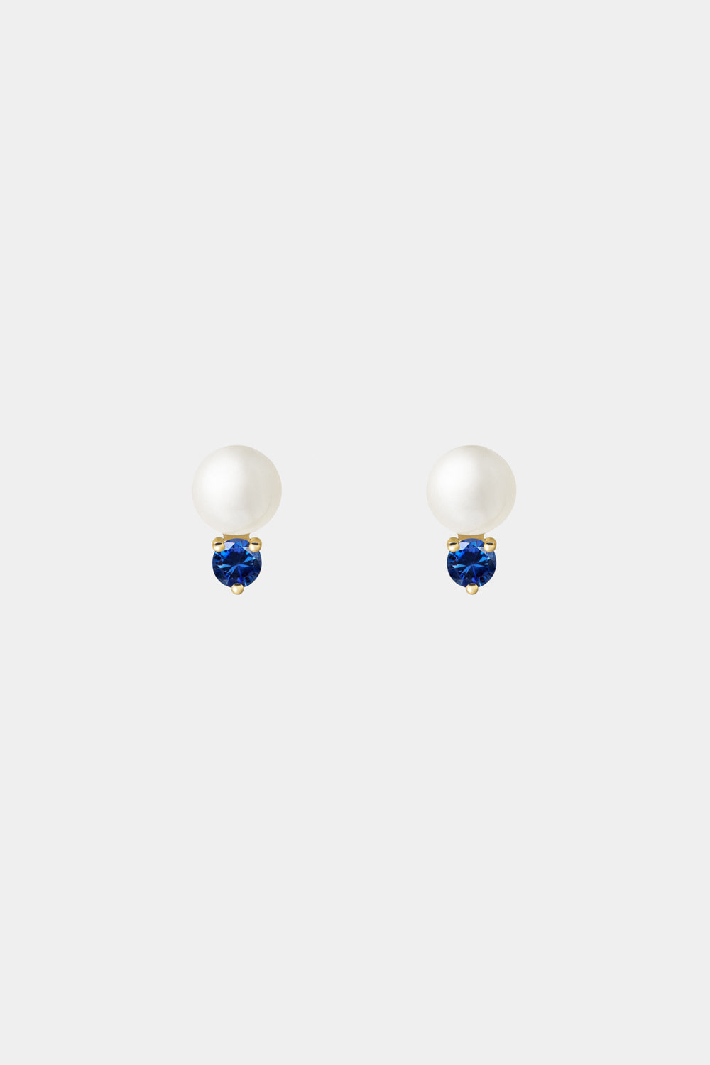 Sapphire Pearl Duo Earrings | 9K Yellow Gold