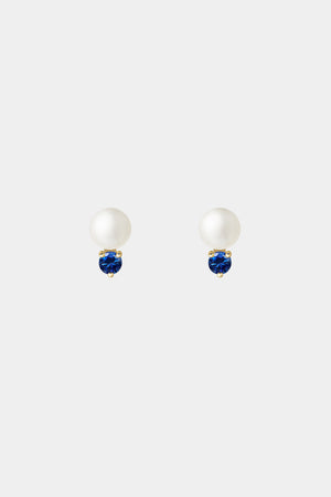 Sapphire Pearl Duo Earrings | 9K Yellow Gold | Natasha Schweitzer