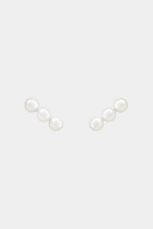 Sarah 3 Pearl Earrings | Silver | Natasha Schweitzer