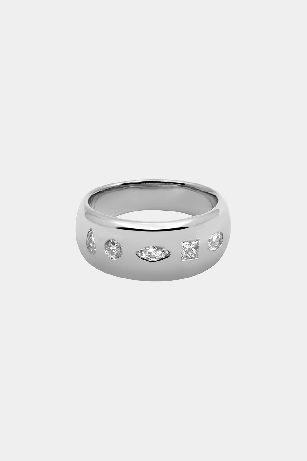 Scattered Diamond Blob Ring | 18K White Gold