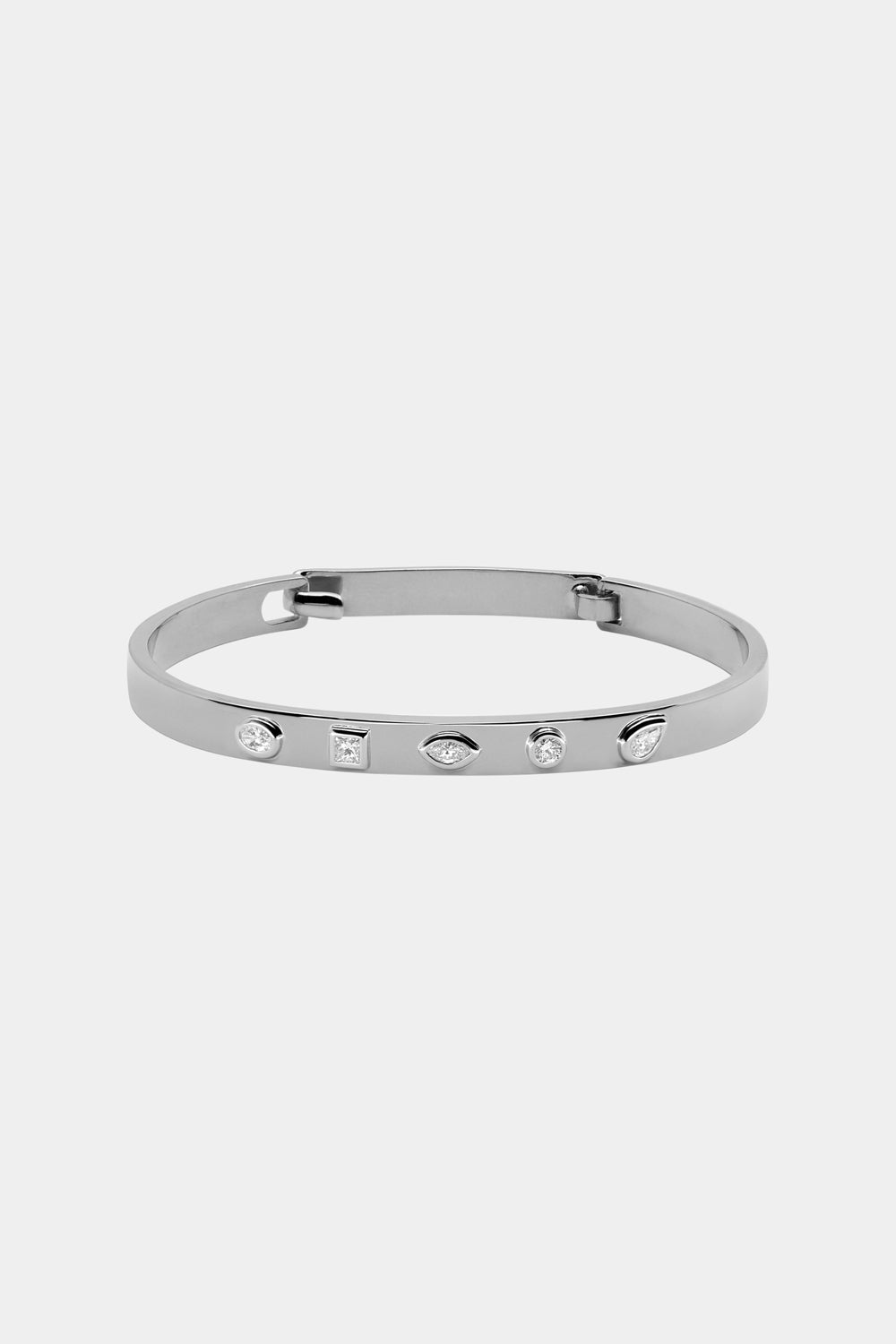 Scattered Diamond Tallows Bangle | White Gold