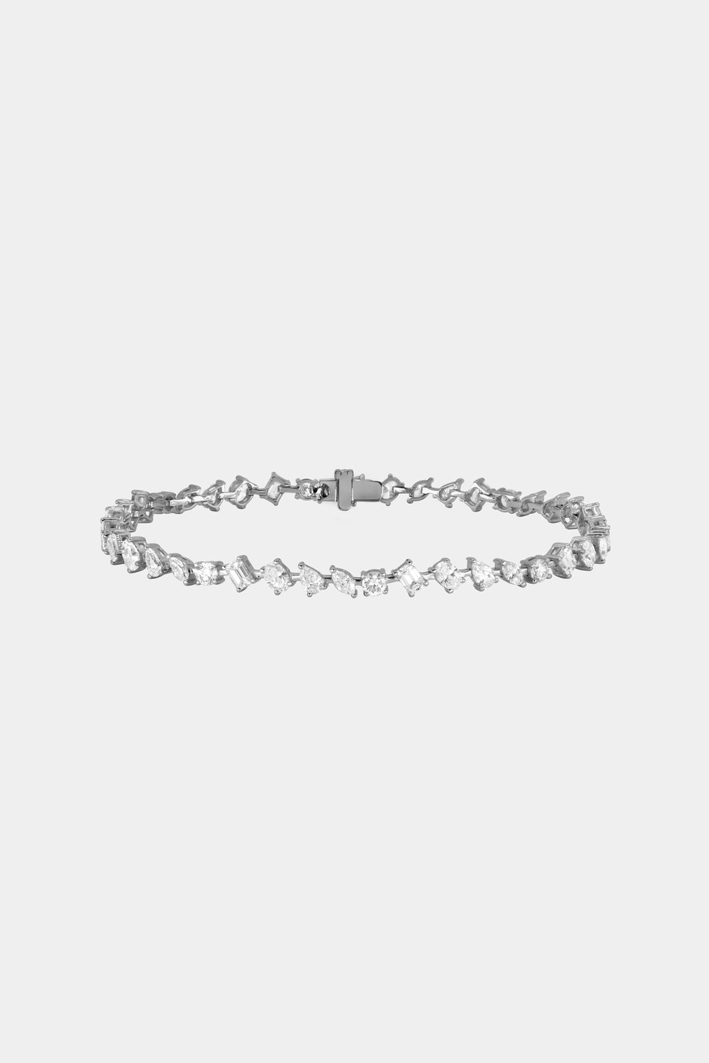 Small Scattered Diamond Tennis Bracelet | 18K White Gold