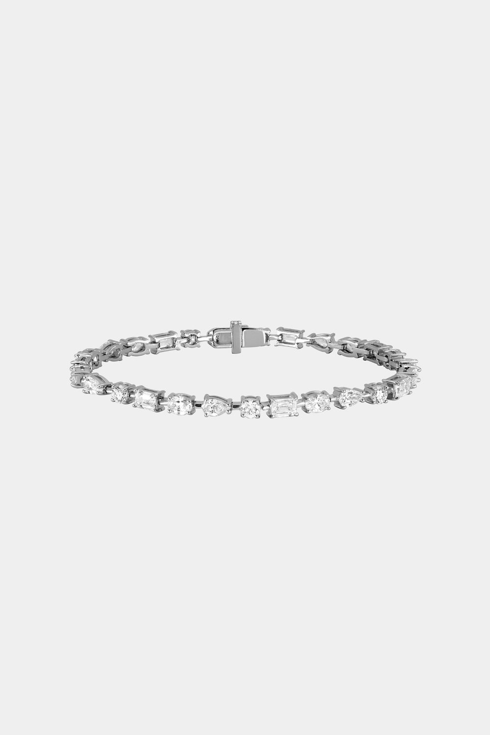 Large Scattered Diamond Tennis Bracelet | 18K White Gold