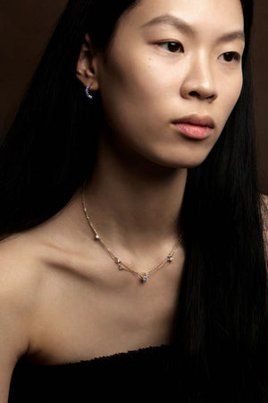 Mini Buttercup Sapphire Hoops | 9K Yellow Gold | Natasha Schweitzer