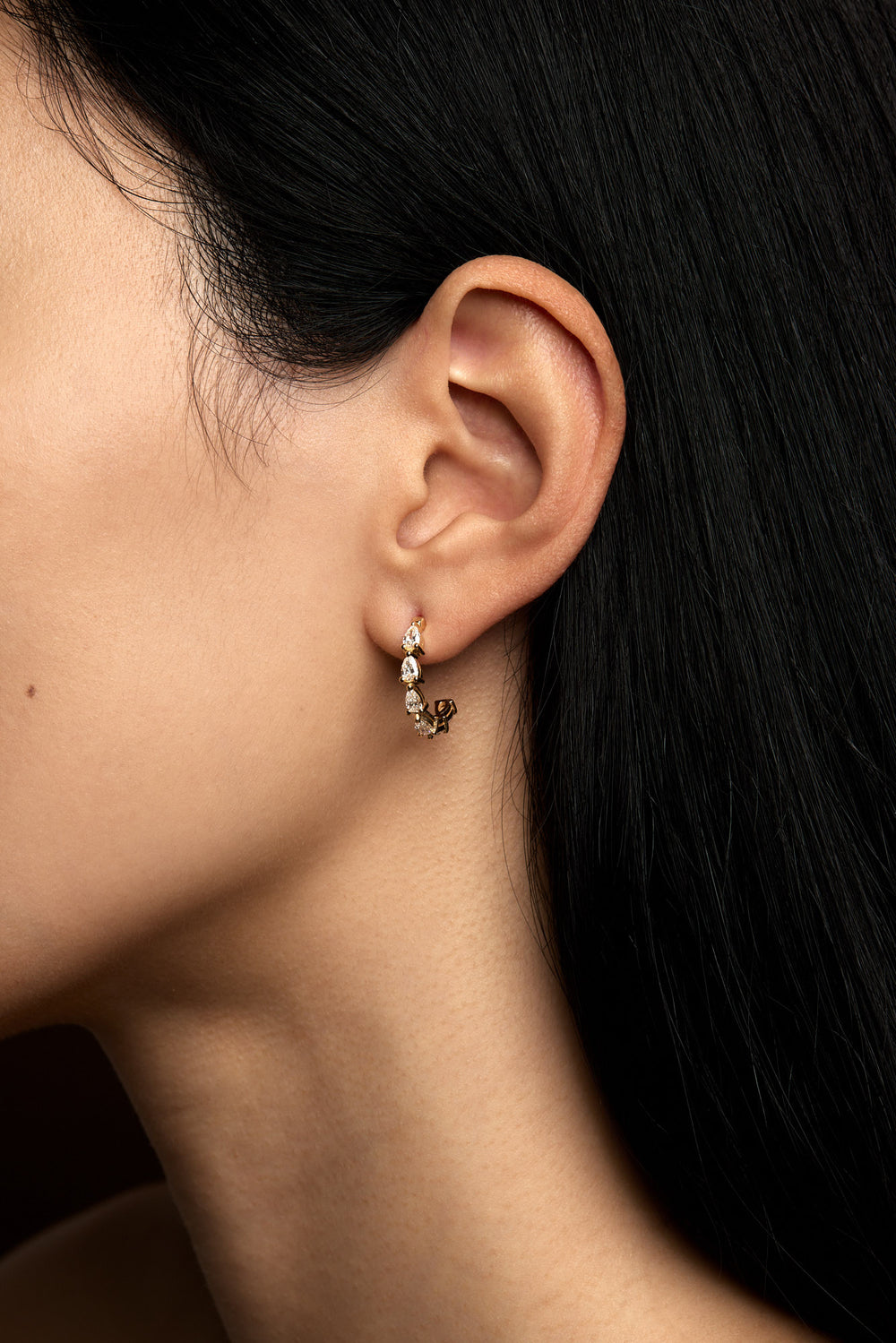 Pear Diamond Hoop Earrings | 18K Yellow Gold| Natasha Schweitzer