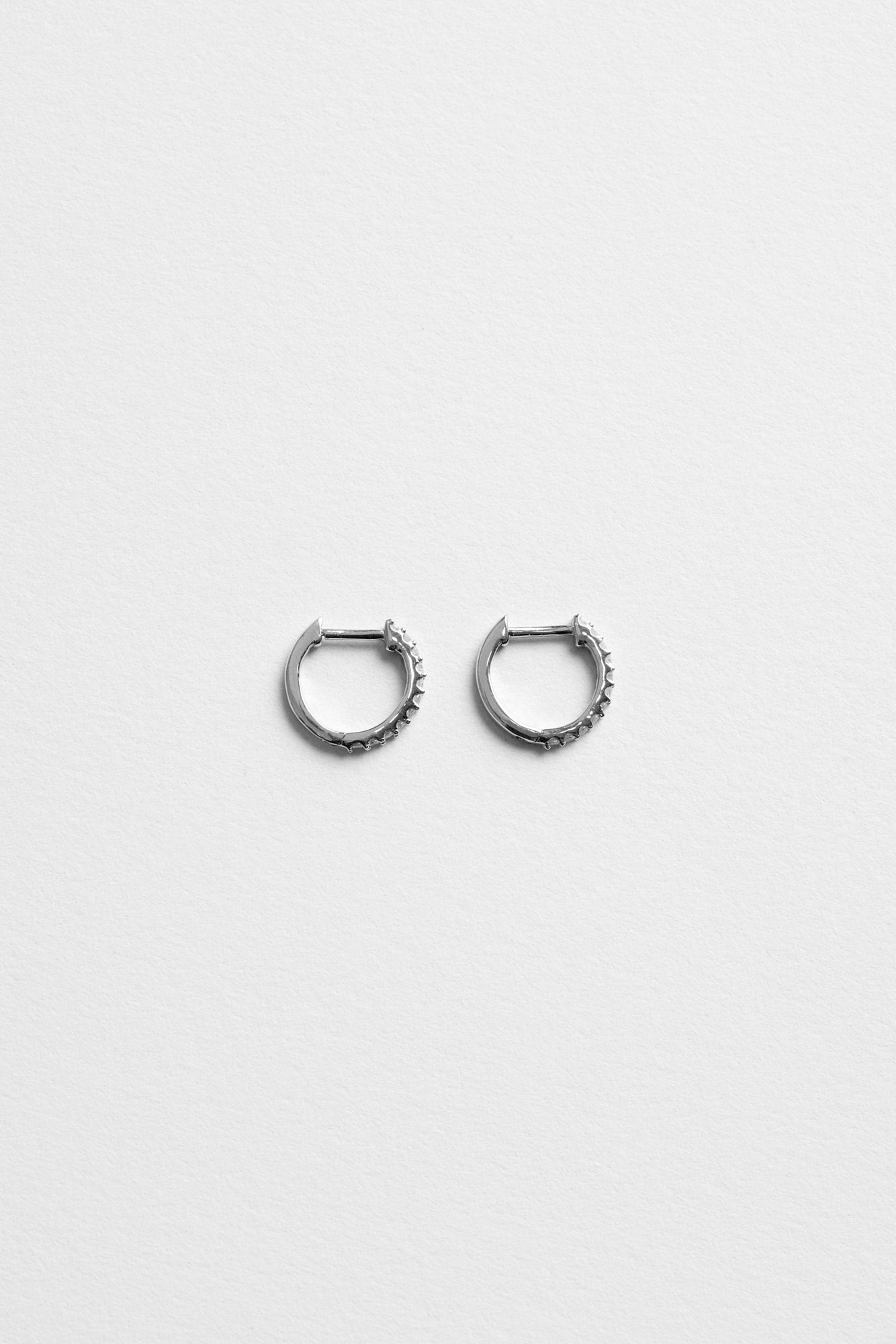 Small Diamond Huggies | 18K White Gold| Natasha Schweitzer