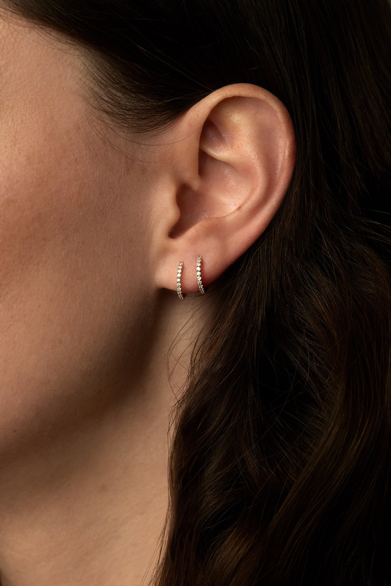 Small Diamond Huggies | 18K White Gold| Natasha Schweitzer