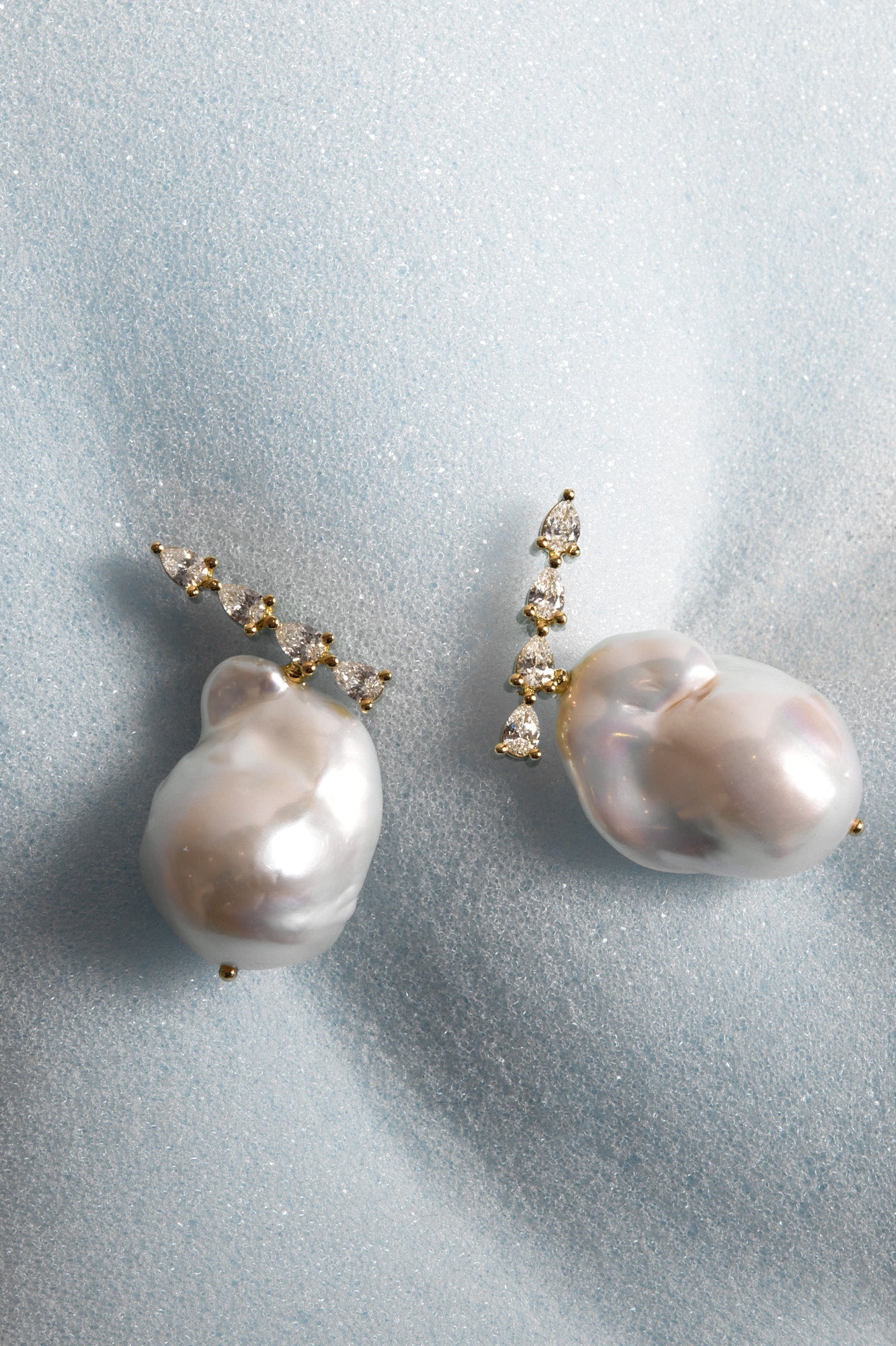 Arwen Diamond Pearl Earrings | 18K White Gold| Natasha Schweitzer