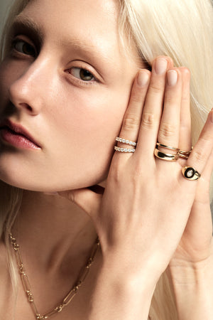 Oval Diamond Signet Ring | White Gold | Natasha Schweitzer