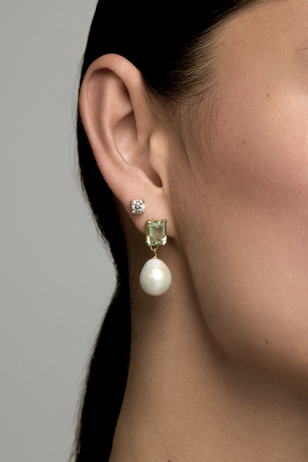 Rectangle Mint Quartz Earrings | 9K Yellow Gold| Natasha Schweitzer