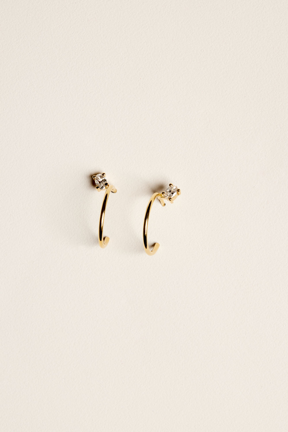 Mini Lara Oval Diamond Hoop Earrings | 18K Yellow Gold| Natasha Schweitzer